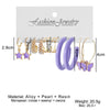 Alloy Purple Butterfly Cartoon Animals Geometric Zircon Earrings Set