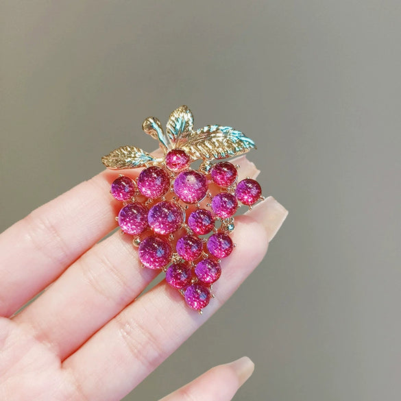 Alloy Purple Grape Brooch Electroplated Women's Light Luxury Highend Accessory