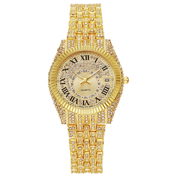 Alloy Quartz Women's Watches With Round Dial And Single Folding Buckle