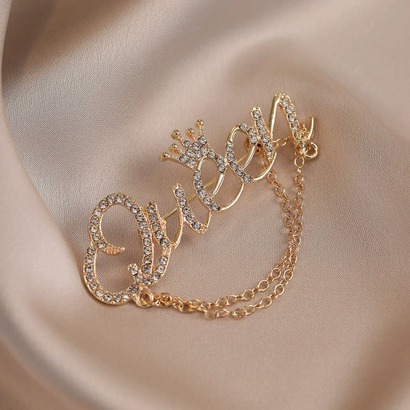 Alloy Queen Shape Electroplated Minimalist Women's Chain Brooch