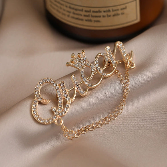 Alloy Queen Shape Electroplated Minimalist Women's Chain Brooch