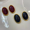 Alloy Resin Oval Gemstone Earrings Light Luxury Highend Retro For Women