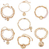 Alloy Retro Baroque Pearl Embossed Coin Like Geometric Bracelet