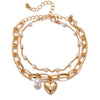 Alloy Retro Baroque Pearl Embossed Coin Like Geometric Bracelet