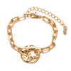 Alloy Retro Baroque Pearl Embossed Coin Like Geometric Bracelet