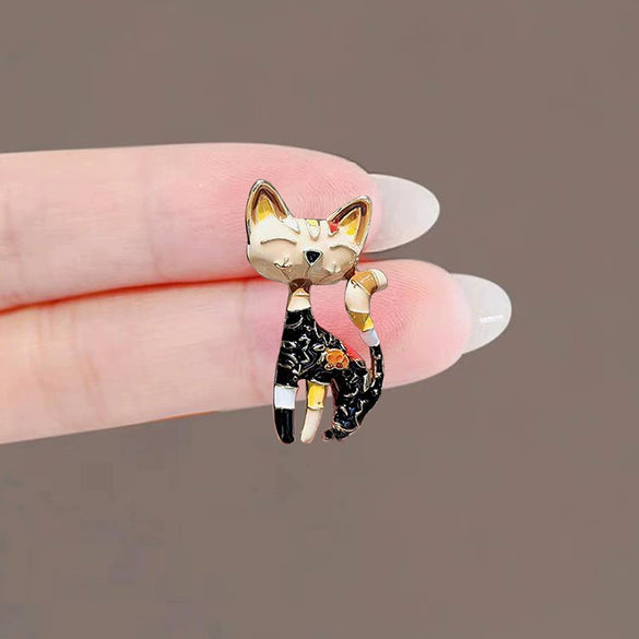 Alloy Retro Black Kitten Brooch For Ladies With Electroplating Treatment