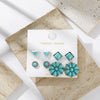 Alloy Retro Bohemian Geometric Round Women's Earrings With Turquoise Flower Electroplating