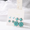 Alloy Retro Bohemian Geometric Round Women's Earrings With Turquoise Flower Electroplating