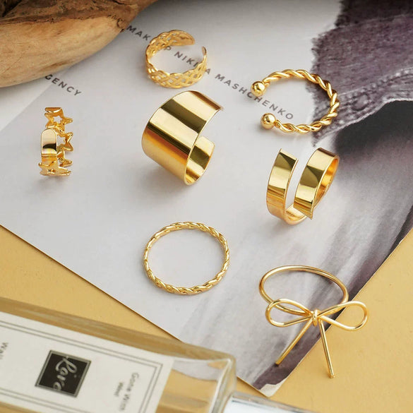 Alloy Retro Bow Fivepointed Star Twist Electroplated Unisex Finger Ring