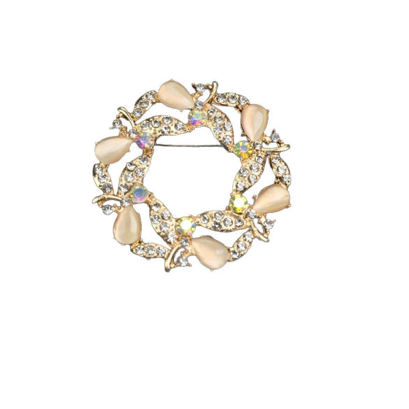 Alloy Retro Cat's Eye Stone Diamond Light Luxury Brooch With Geometric And Heart Shapes Electroplated