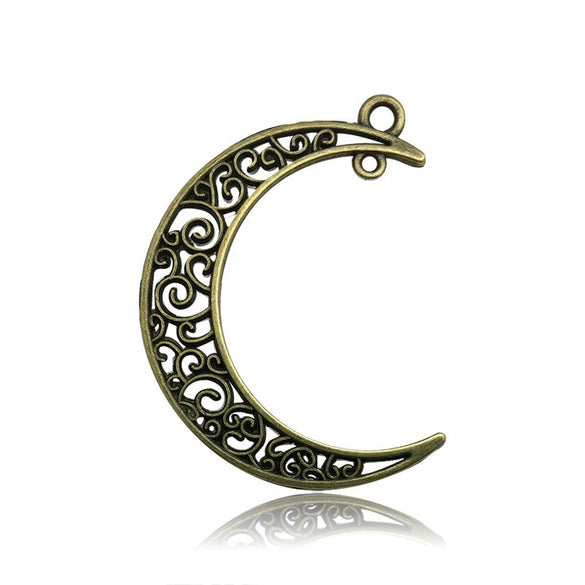 Alloy Retro Cut Out Moon Pendant Jewelry Accessories Electroplating Handmade Materials For Diy