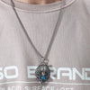 Alloy Retro Diamondencrusted Wolf Head Pendant Unisex Necklace With Pearl Chain And Electroplating Treatment