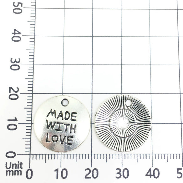 Alloy Retro English Letter Round Tag Pendant Jewelry Accessories For Necklace And Bracelet With Electroplating