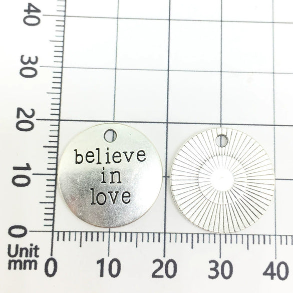 Alloy Retro English Letter Round Tag Pendant Jewelry Accessories For Necklace And Bracelet With Electroplating
