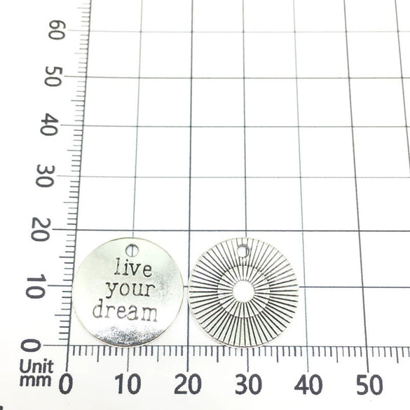 Alloy Retro English Letter Round Tag Pendant Jewelry Accessories For Necklace And Bracelet With Electroplating