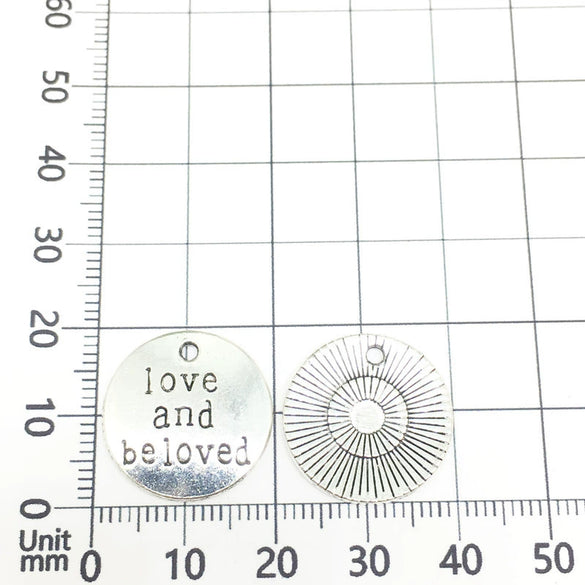 Alloy Retro English Letter Round Tag Pendant Jewelry Accessories For Necklace And Bracelet With Electroplating