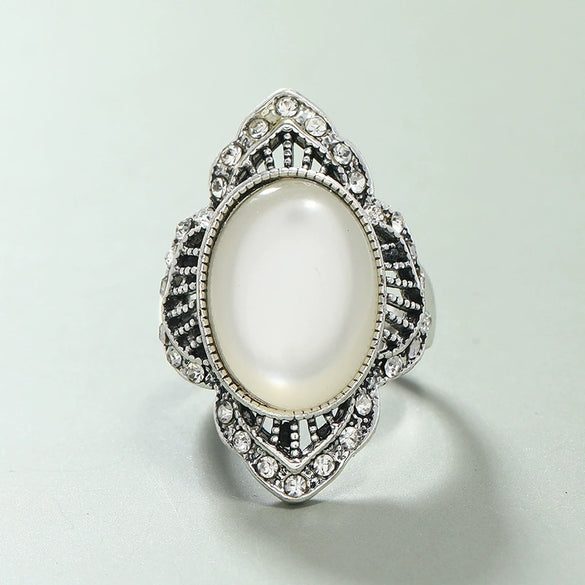 Alloy Retro Fashion Hollow Rhombus Electroplated Unisex Ring
