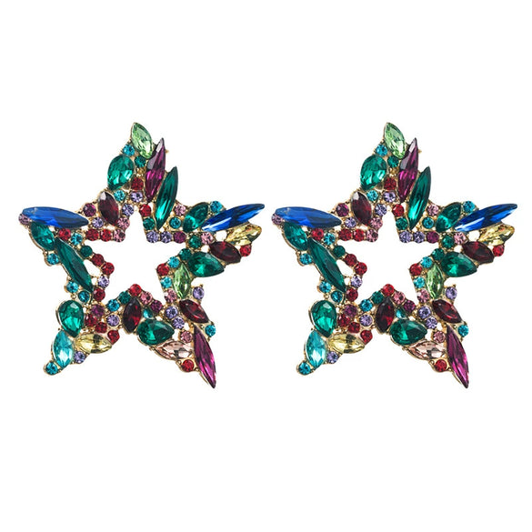 Alloy Retro Fivepointed Star Diamond Women's Earrings