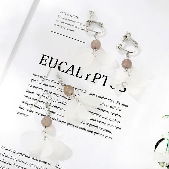 Alloy Retro Flower Style Earrings With Pearl Pendant