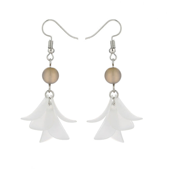 Alloy Retro Flower Style Earrings With Pearl Pendant