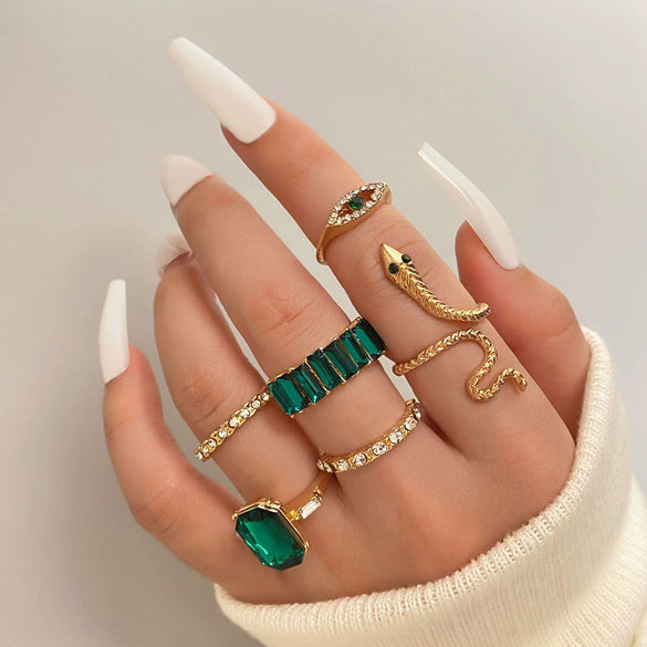 Alloy Retro Geometric Diamond Ring