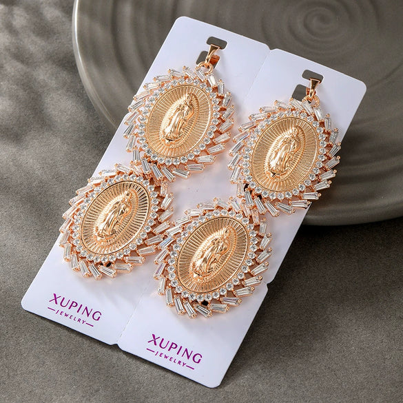 Alloy Retro Geometric Electroplated Zircon Inlaid Pendant