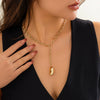 Alloy Retro Geometric Irregular Gold Peas Pendant Necklace For Women With Electroplating