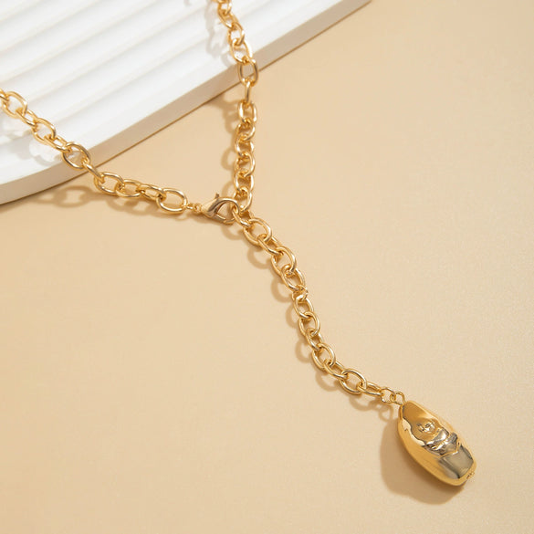 Alloy Retro Geometric Irregular Gold Peas Pendant Necklace For Women With Electroplating
