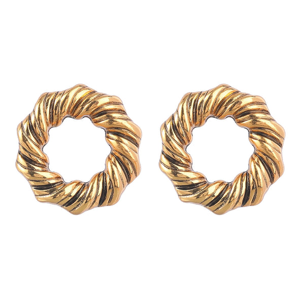 Alloy Retro Geometric Jewelry Set For Women Including Earrings Bracelet And Necklace With Electroplating