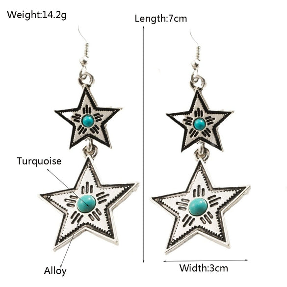 Alloy Retro Geometric Microinlay Earrings For Women