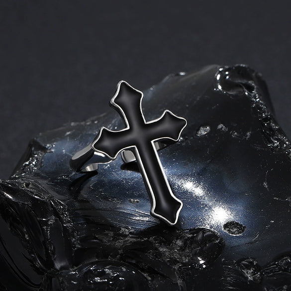 Alloy Retro Gothic Cross Open Ring Electroplated Unisex Jewelry