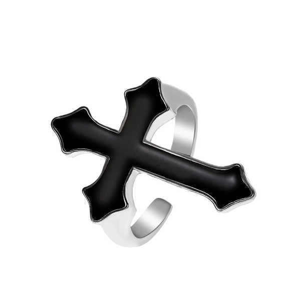 Alloy Retro Gothic Cross Open Ring Electroplated Unisex Jewelry
