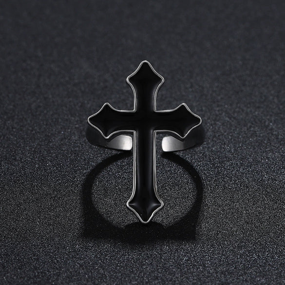 Alloy Retro Gothic Cross Open Ring Electroplated Unisex Jewelry