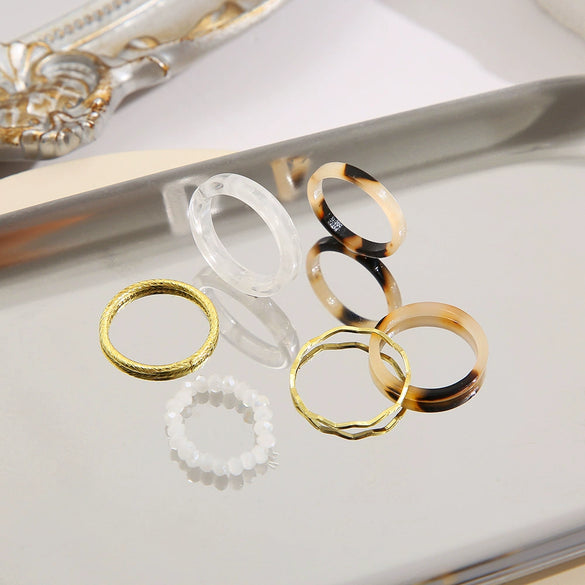 Alloy Retro Ins Style Ring Electroplated Geometric Pattern Hand Jewelry Wholesale