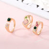 Alloy Retro Love Square Rhinestone Heart Diamond Ring Unisex