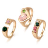 Alloy Retro Love Square Rhinestone Heart Diamond Ring Unisex
