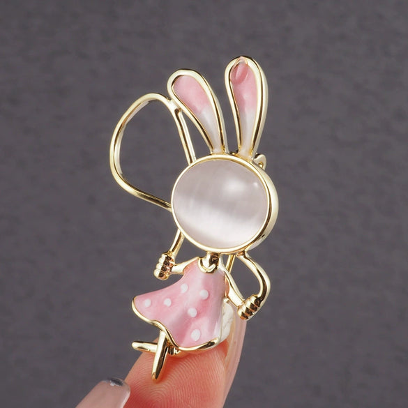 Alloy Retro Rabbit Antiexposure Brooch With Flower Shape Electroplated For Women's Summer Shirt Accessories