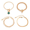 Alloy Retro Snake Bone Chain Five Leaf Clover Geometric Pattern Electroplated Women's Hip Hop Punk Necklace Set