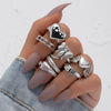 Alloy Retro Snake Love Geometric Ring Set With Electroplating For Women