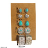 Alloy Retro Turquoise Inlaid Flower Heart Geometric Earrings Set
