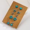 Alloy Retro Turquoise Inlaid Flower Heart Geometric Earrings Set