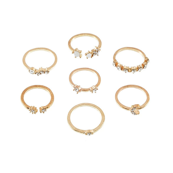 Alloy Rhinestone Acrylic Drill Retro Simple Electroplated Unisex And Women's Mans Star Mans Crescent Ring