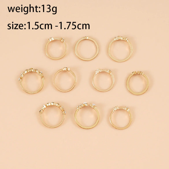 Alloy Rhinestone Acrylic Drill Retro Simple Electroplated Unisex And Women's Mans Star Mans Crescent Ring