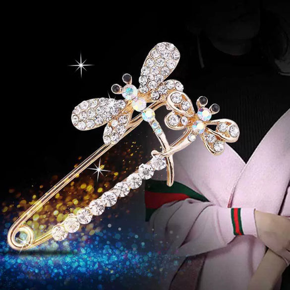 Alloy Rhinestone Animal Dragonfly Electroplated Brooch Clothing Accessories