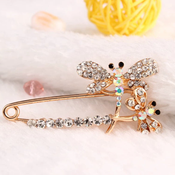 Alloy Rhinestone Animal Dragonfly Electroplated Brooch Clothing Accessories