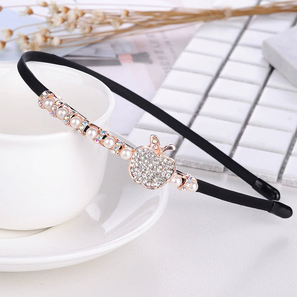 Alloy Rhinestone Bow Hairband For Children Electroplated Hair Accessories