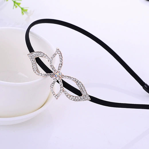 Alloy Rhinestone Bow Hairband For Children Electroplated Hair Accessories