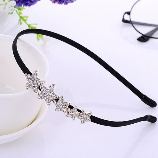 Alloy Rhinestone Bow Hairband For Children Electroplated Hair Accessories