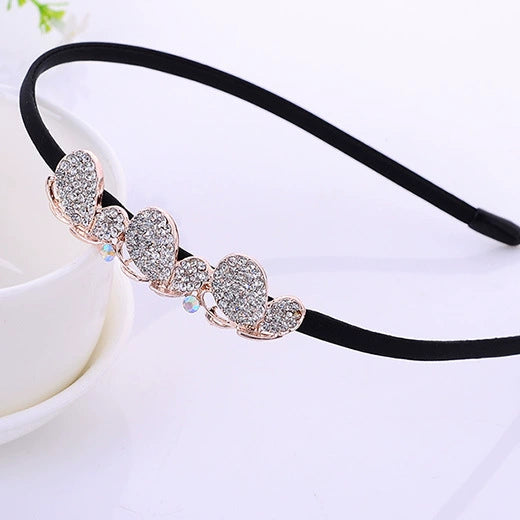 Alloy Rhinestone Bow Hairband For Children Electroplated Hair Accessories