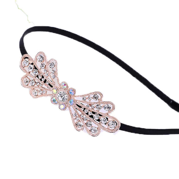 Alloy Rhinestone Bow Hairband For Children Electroplated Hair Accessories
